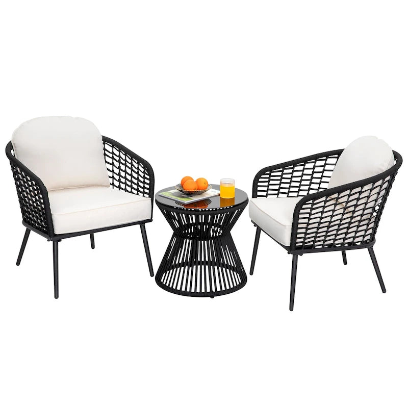 NUU GARDEN 3-piece Rope Indoor and Outdoor Bistro Set