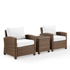 Crosley Bradenton 3Pc Outdoor Wicker Armchair Set - Sunbrella