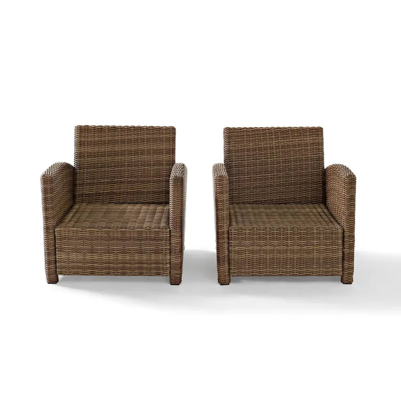 Crosley Bradenton 3Pc Outdoor Wicker Armchair Set - Sunbrella