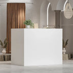 Modern Reception Desk L-Shaped White Front Counter Table by