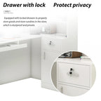 Modern Reception Desk L-Shaped White Front Counter Table by