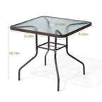 Crestlive Outdoor Dining Bistro Table with Square Glass Top and Umbrella Hole - 31.50 L x 31.50 W x 28.74 H