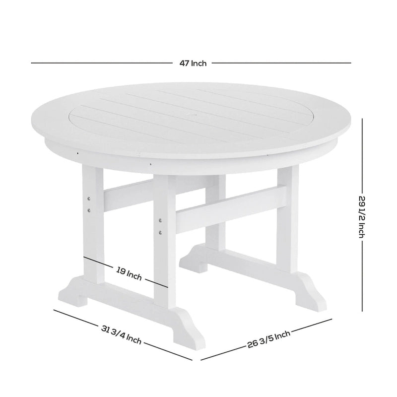 Polytrends Laguna Hdpe All Weather Outdoor Patio 47 Round Dining Table