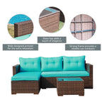 Outdoor Cushioned Wicker 3-piece Sectional Set