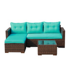 Outdoor Cushioned Wicker 3-piece Sectional Set