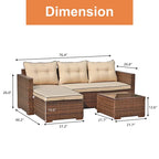 Outdoor Cushioned Wicker 3-piece Sectional Set