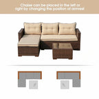Outdoor Cushioned Wicker 3-piece Sectional Set
