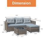 Outdoor Cushioned Wicker 3-piece Sectional Set