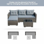 Outdoor Cushioned Wicker 3-piece Sectional Set