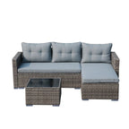 Outdoor Cushioned Wicker 3-piece Sectional Set