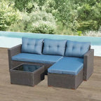 Outdoor Cushioned Wicker 3-piece Sectional Set