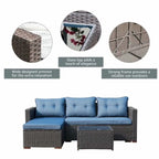 Outdoor Cushioned Wicker 3-piece Sectional Set