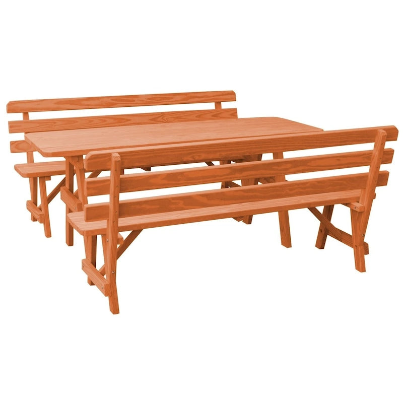 Pine 6' Picnic Table with 2 Backed Benches