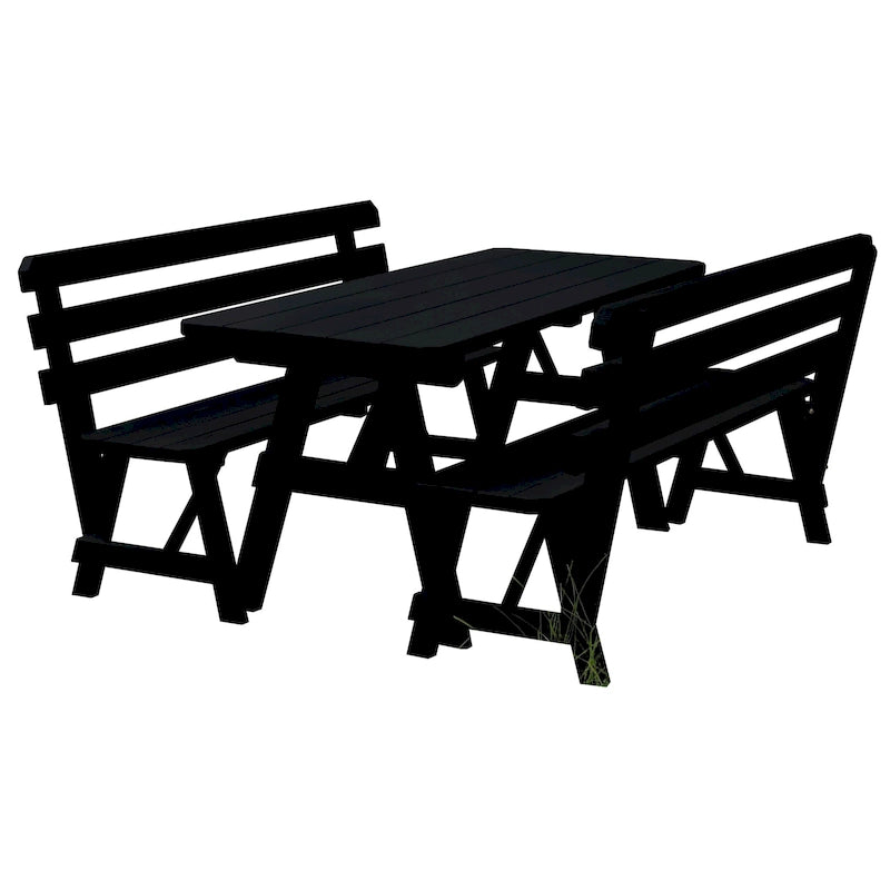 Pine 6' Picnic Table with 2 Backed Benches