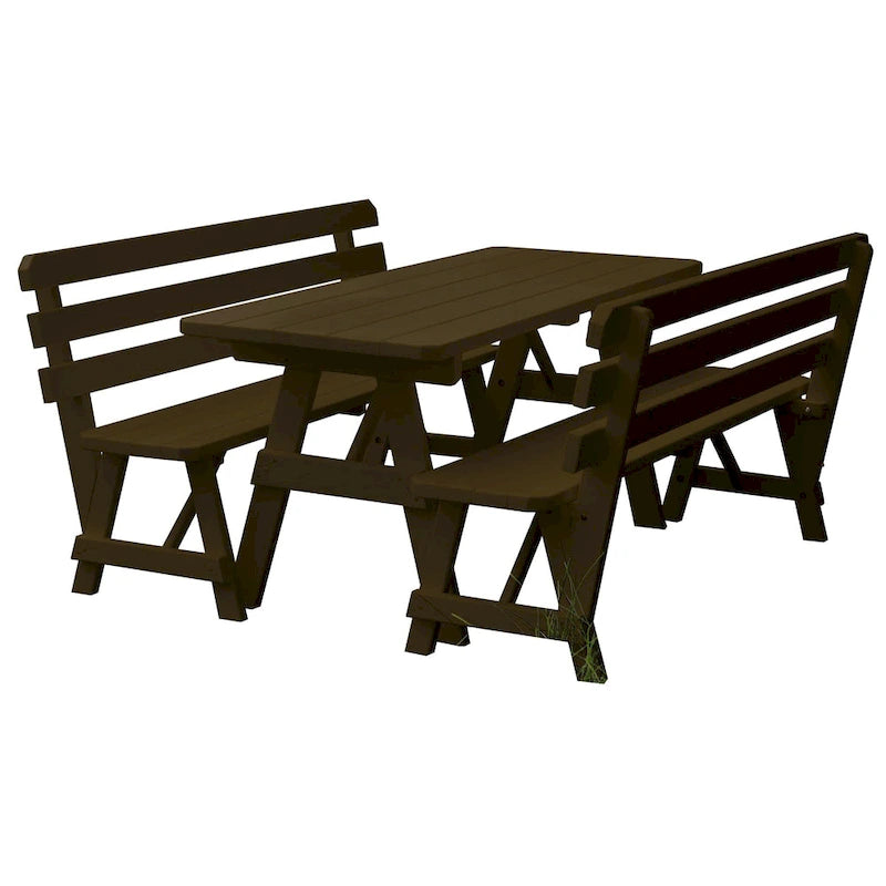 Pine 6' Picnic Table with 2 Backed Benches