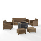 Crosley Bradenton 6Pc Outdoor Wicker Sofa Set W/Fire Table - 150.5 W x 135 D x 32.5 H
