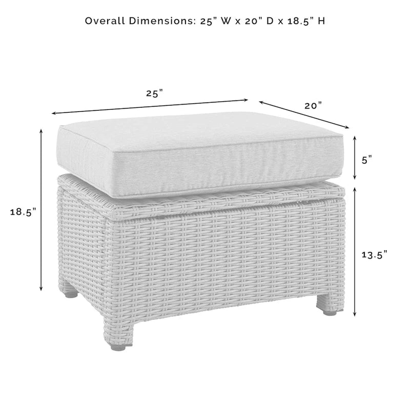Crosley Bradenton 6Pc Outdoor Wicker Sofa Set W/Fire Table - 150.5 W x 135 D x 32.5 H