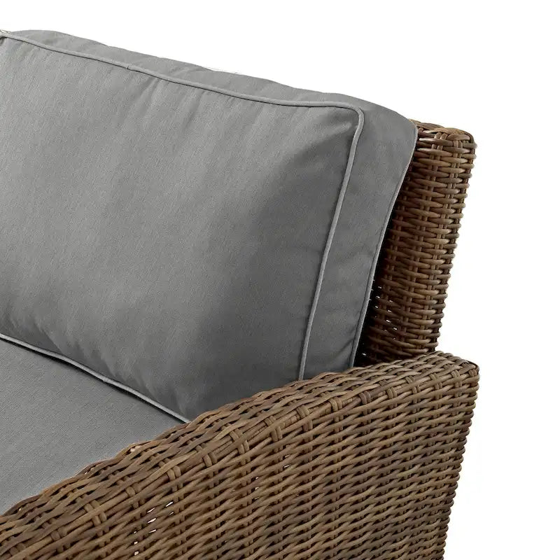 Crosley Bradenton 6Pc Outdoor Wicker Sofa Set W/Fire Table - 150.5 W x 135 D x 32.5 H