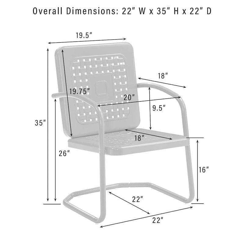 Crosley Bates 2Pc Outdoor Metal Chair Set - 22x22x35