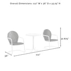Crosley Griffith 3Pc Outdoor Bistro Set - 112 W x 36 D x 33.25 H