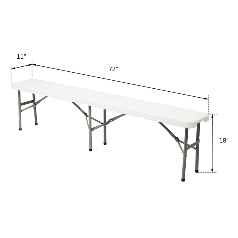 Outdoor 6 ft. Portable Plastic Bench, Perfect for Party and Picnic