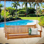 Chic Teak Elzas Teak Wood Outdoor Double Porch Swing, 59 inch