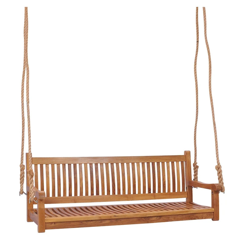 Chic Teak Elzas Teak Wood Outdoor Double Porch Swing, 59 inch