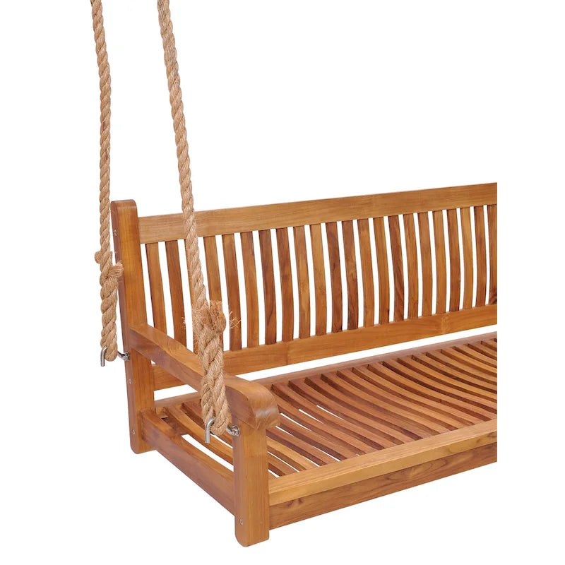 Chic Teak Elzas Teak Wood Outdoor Double Porch Swing, 59 inch
