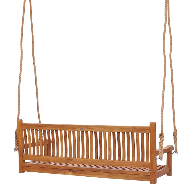 Chic Teak Elzas Teak Wood Outdoor Double Porch Swing, 59 inch