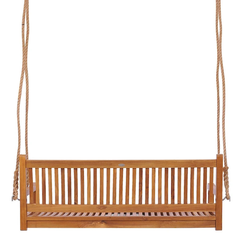Chic Teak Elzas Teak Wood Outdoor Double Porch Swing, 59 inch