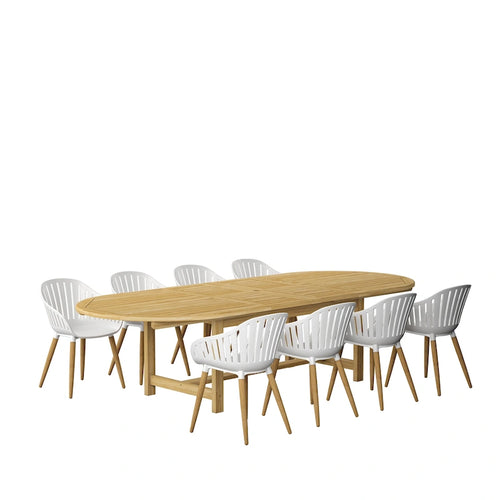 Amazonia Torrington 9-Piece Certified Teak Patio Dining set
