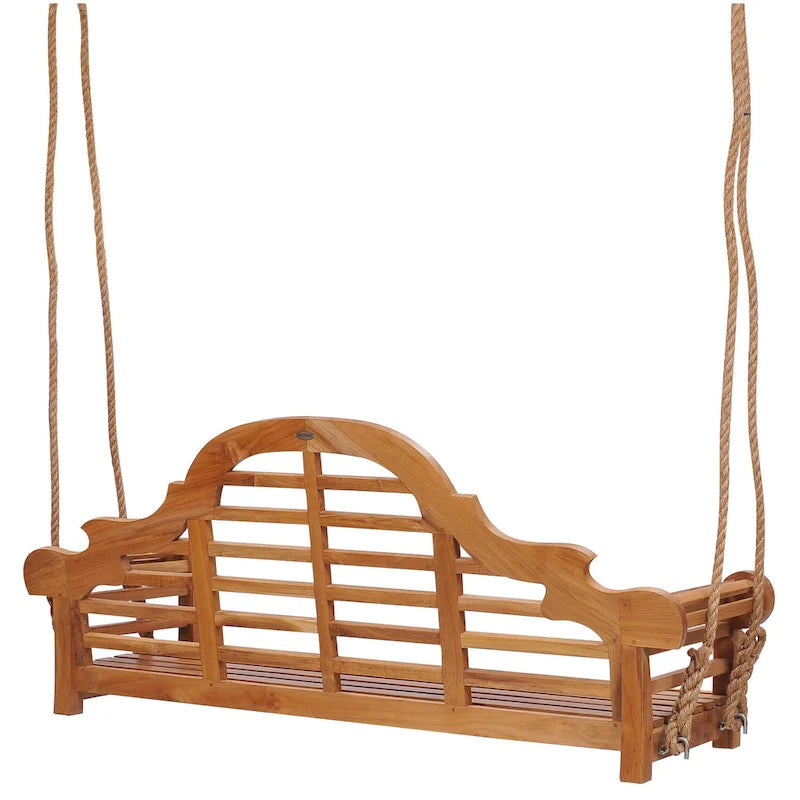 Chic Teak Lutyens Teak Wood Double Outdoor Porch Swing, 66 inch