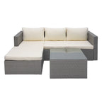 Maypex 3 Piece Wicker Sectional Conversation Set with Cushions Grey