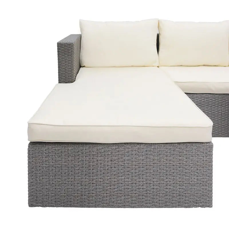 Maypex 3 Piece Wicker Sectional Conversation Set with Cushions Grey