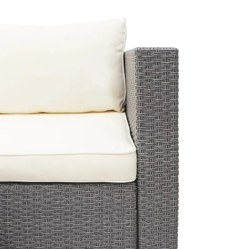 Maypex 3 Piece Wicker Sectional Conversation Set with Cushions Grey