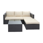 Maypex 3 Piece Wicker Sectional Conversation Set with Cushions Grey