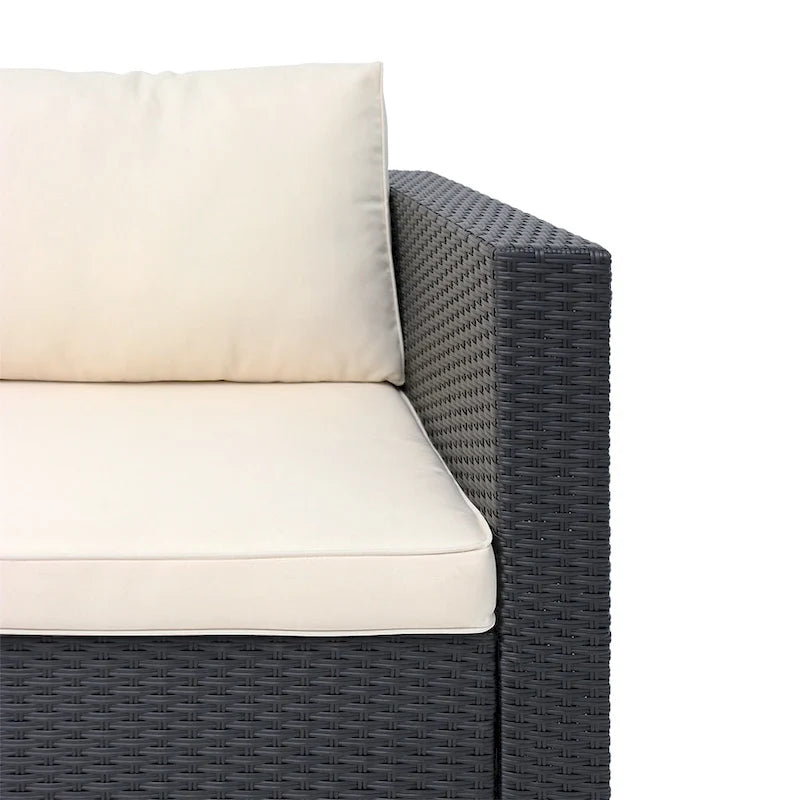 Maypex 3 Piece Wicker Sectional Conversation Set with Cushions Grey
