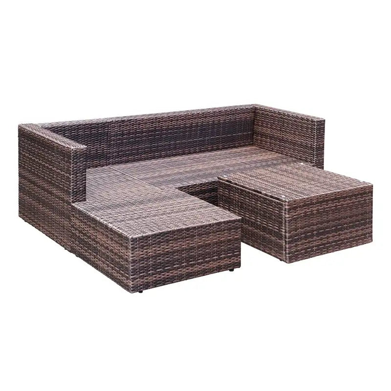 Maypex 3 Piece Wicker Sectional Conversation Set with Cushions Grey