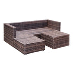 Maypex 3 Piece Wicker Sectional Conversation Set with Cushions Grey