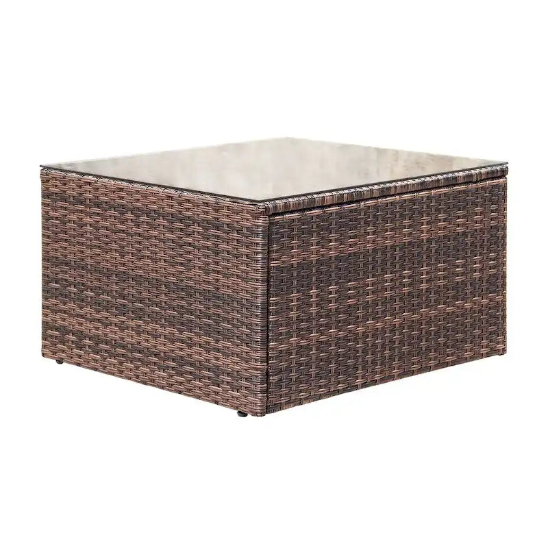 Maypex 3 Piece Wicker Sectional Conversation Set with Cushions Grey