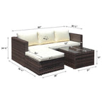 Maypex 3 Piece Wicker Sectional Conversation Set with Cushions Grey