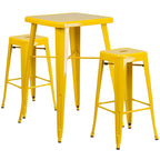 23.75-inch Square Metal Indoor-Outdoor Bar Table Set - 27.75W x 27.75D x 40H