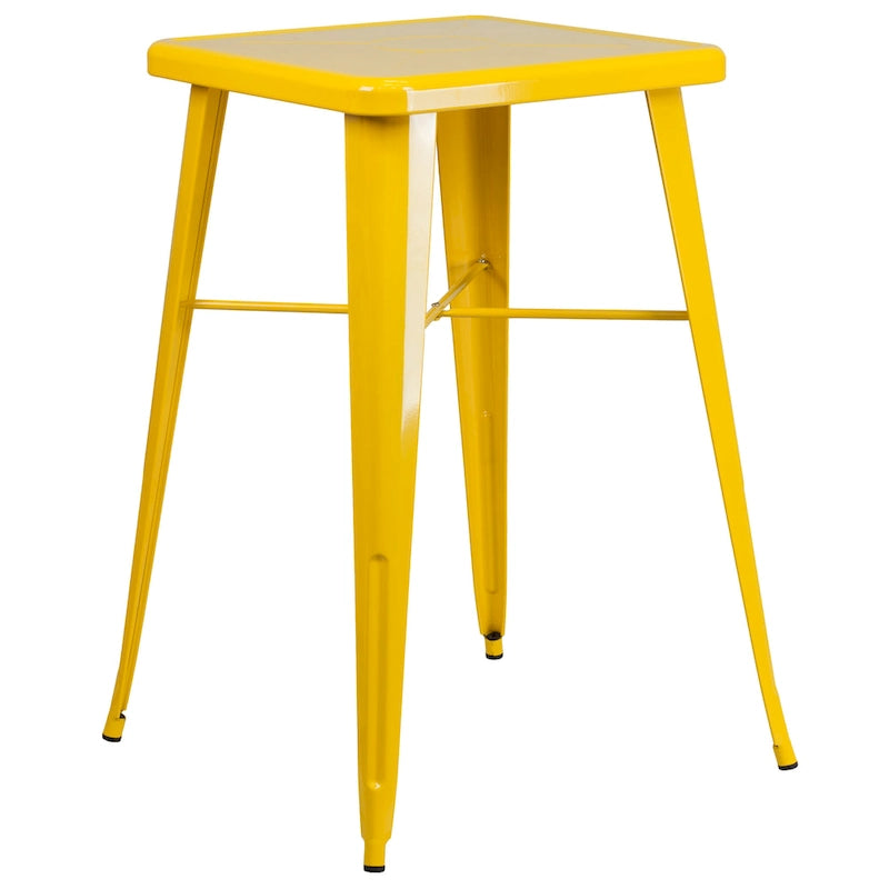 23.75-inch Square Metal Indoor-Outdoor Bar Table Set - 27.75W x 27.75D x 40H