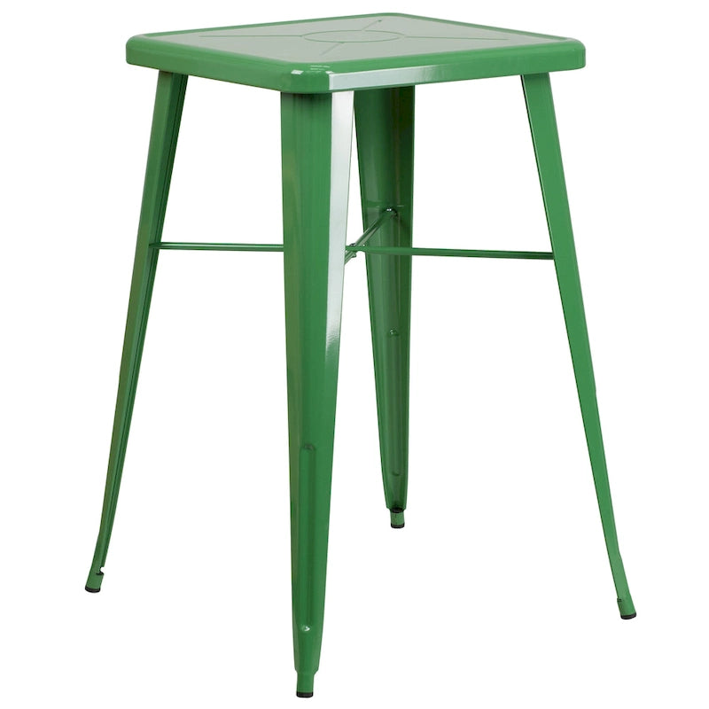 23.75-inch Square Metal Indoor-Outdoor Bar Table Set - 27.75W x 27.75D x 40H