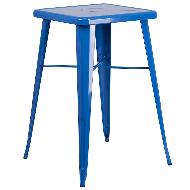 23.75-inch Square Metal Indoor-Outdoor Bar Table Set - 27.75W x 27.75D x 40H