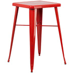 23.75-inch Square Metal Indoor-Outdoor Bar Table Set - 27.75W x 27.75D x 40H