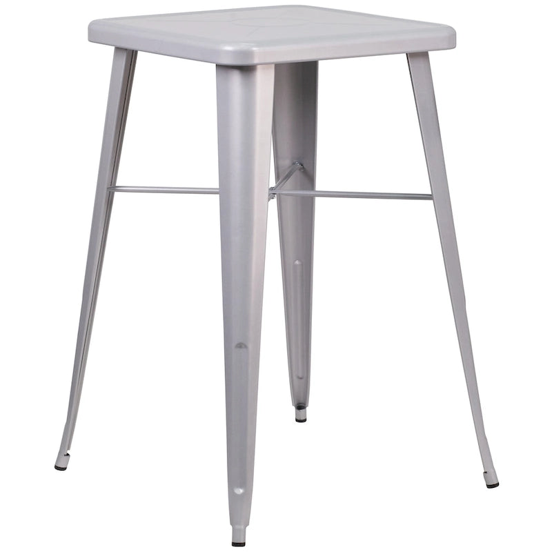 23.75-inch Square Metal Indoor-Outdoor Bar Table Set - 27.75W x 27.75D x 40H