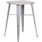 23.75-inch Square Metal Indoor-Outdoor Bar Table Set - 27.75W x 27.75D x 40H
