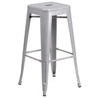 23.75-inch Square Metal Indoor-Outdoor Bar Table Set - 27.75W x 27.75D x 40H
