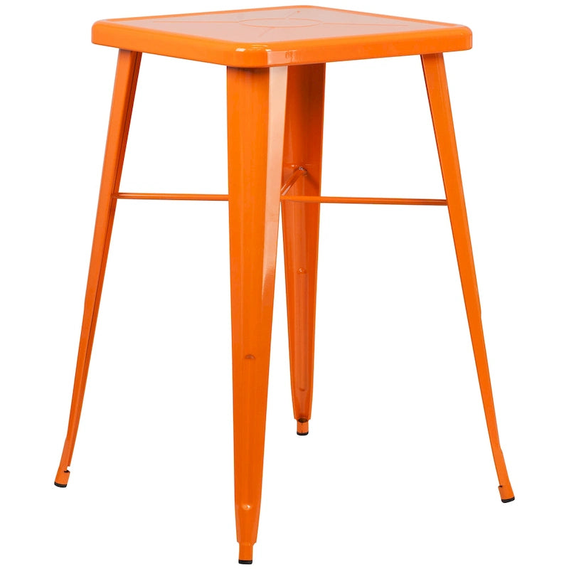 23.75-inch Square Metal Indoor-Outdoor Bar Table Set - 27.75W x 27.75D x 40H